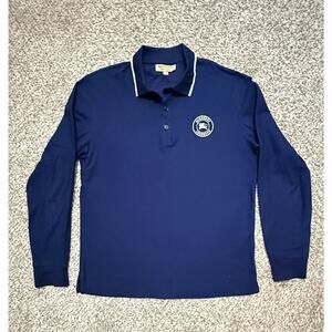 Burberry Men's Long Sleeve Polo Shirt - Navy Blue - Size S - Round Logo